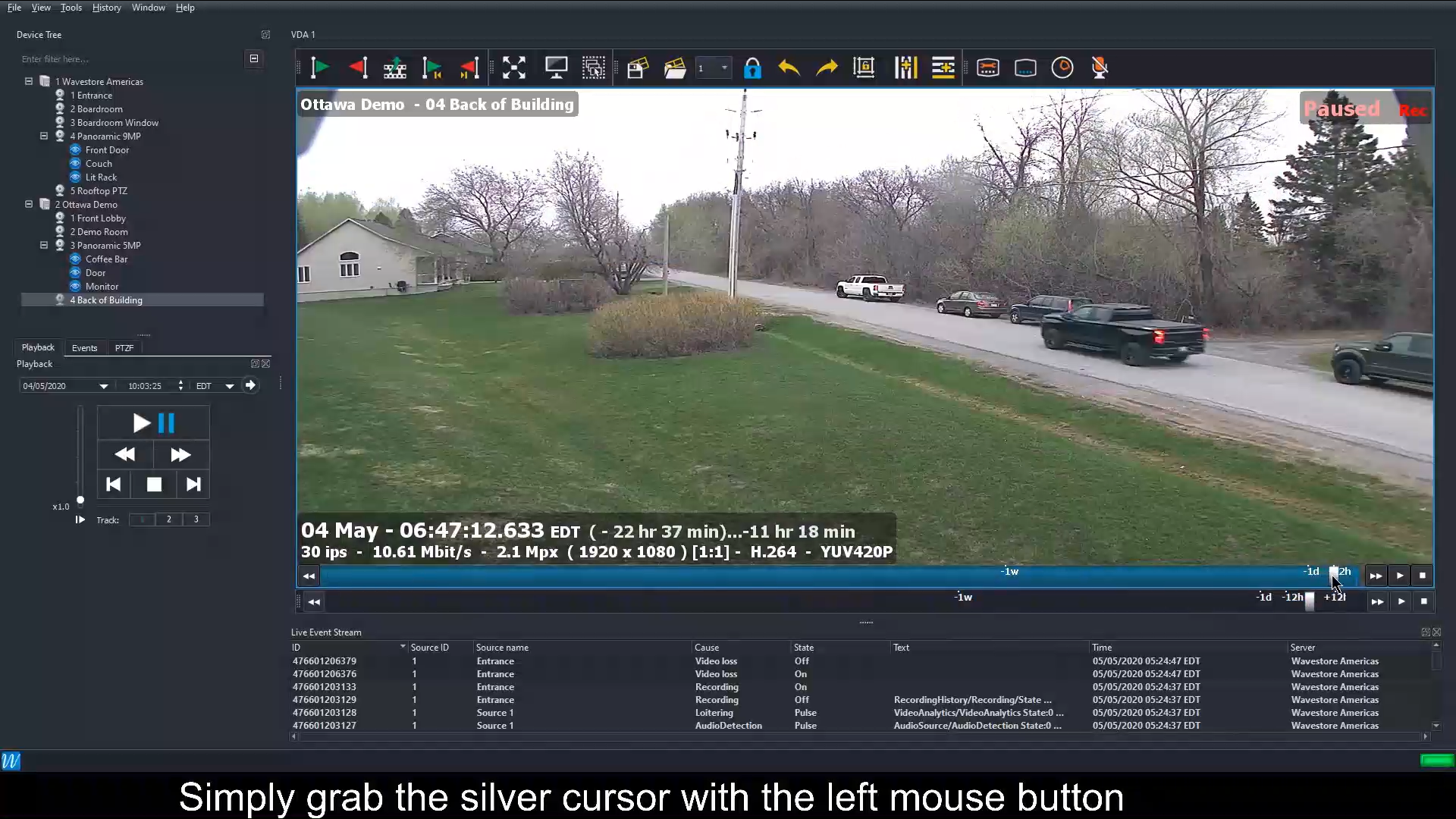 Feature focus Instant playback Wavestore Video Management Software